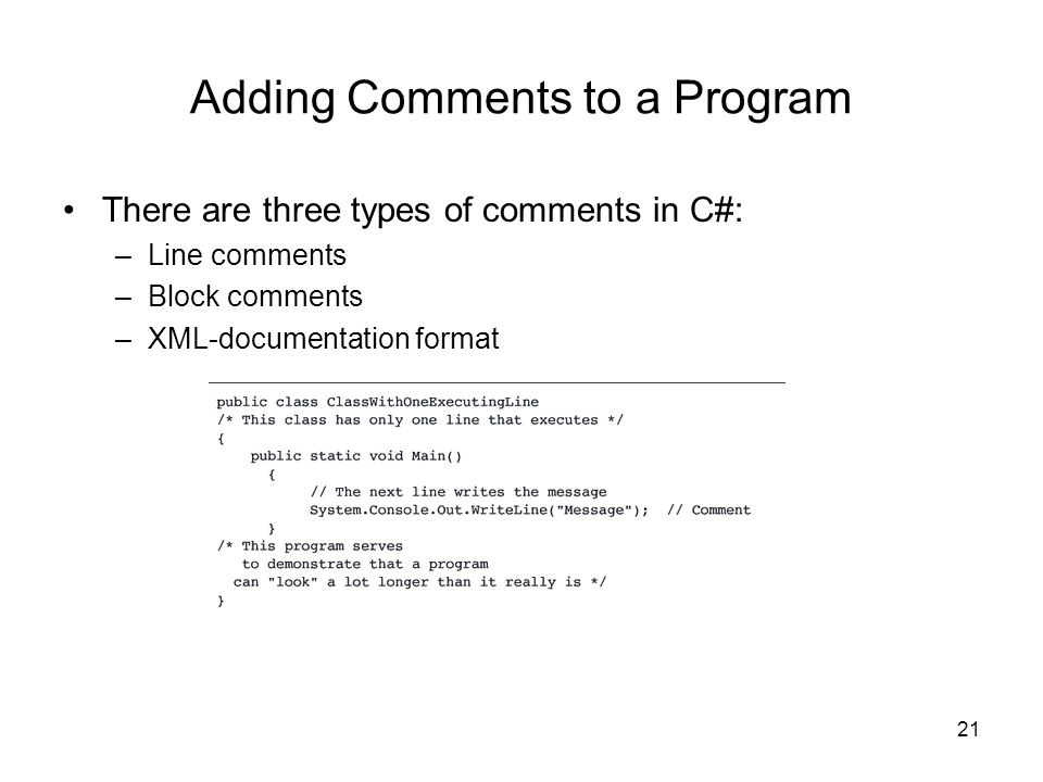 Adding Comments to a Program