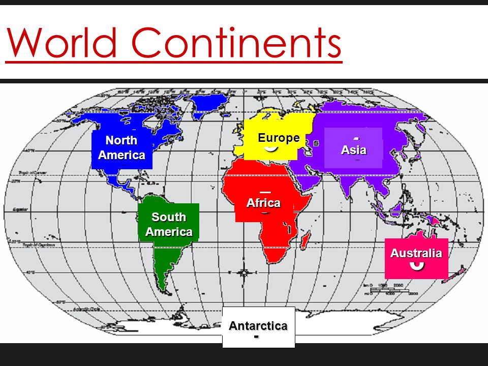 World Continents Europe North America Asia Africa