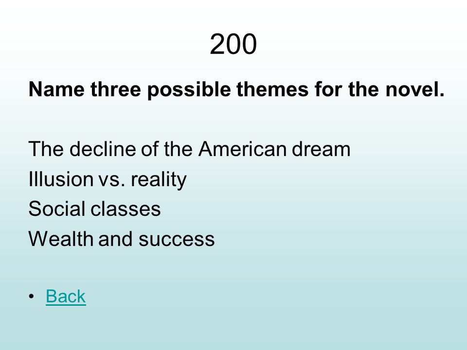 200 Name three possible themes for the novel.