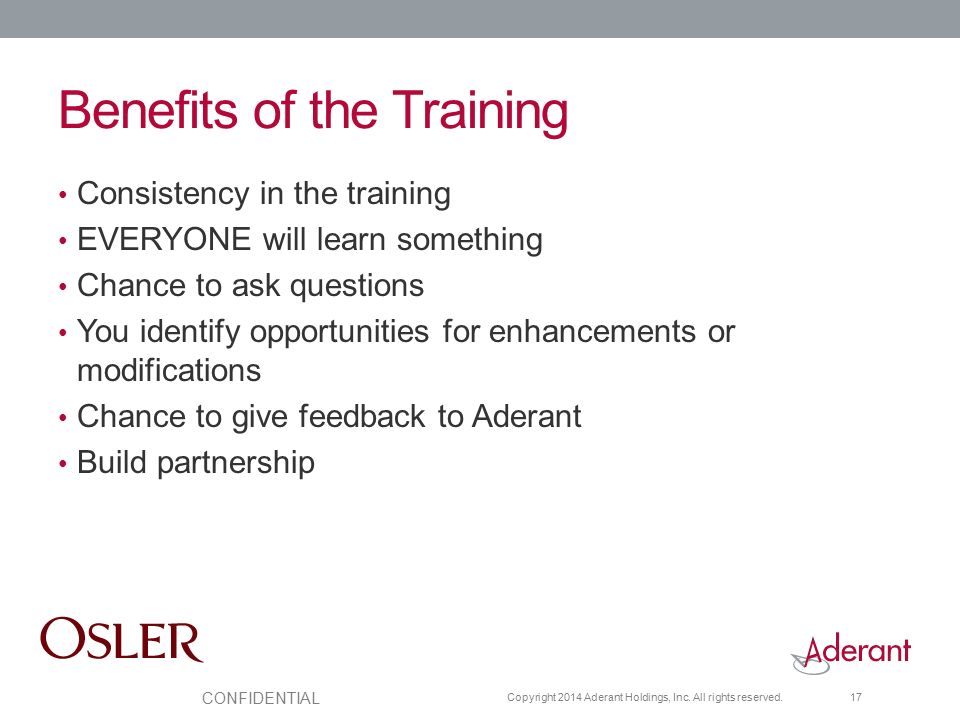 Benefits of the Training