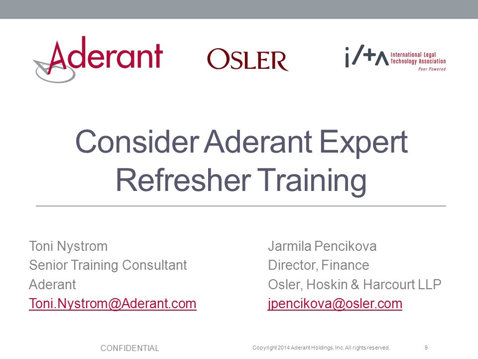 Consider Aderant Expert Refresher Training