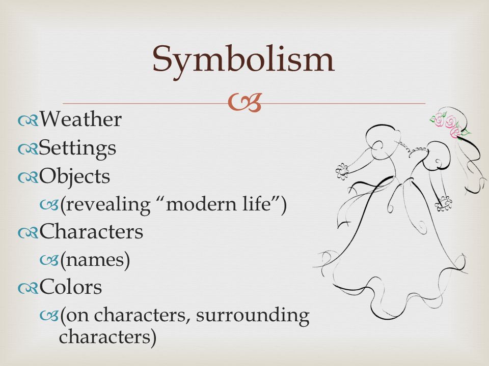 Symbolism Weather Settings Objects Characters Colors