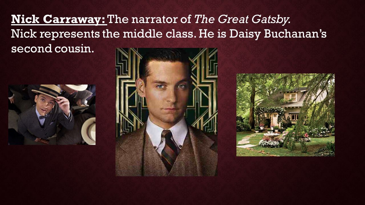 Nick Carraway: The narrator of The Great Gatsby