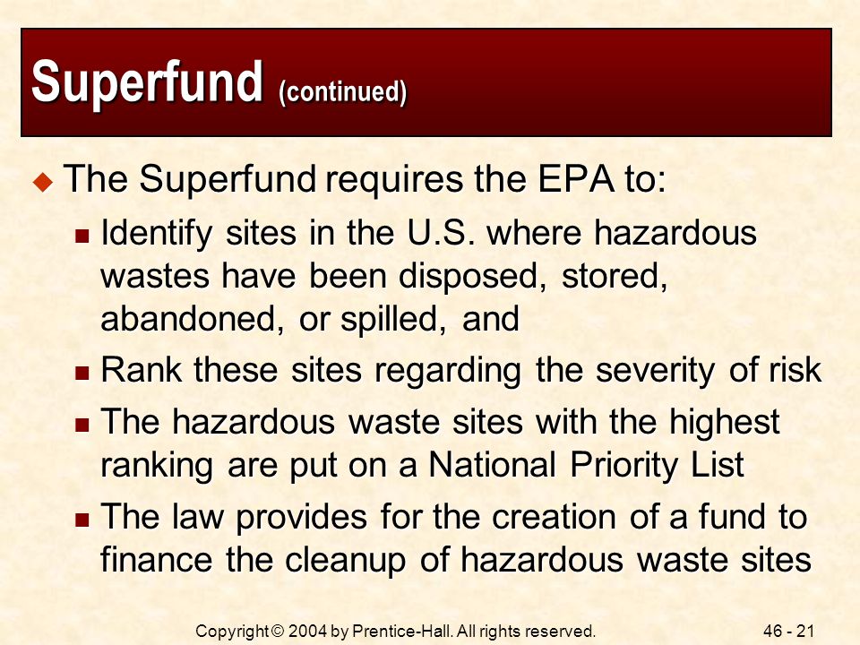 Superfund (continued)