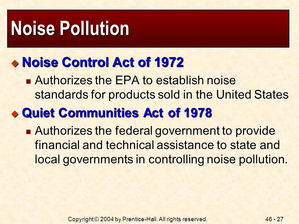 Noise Pollution Noise Control Act of 1972