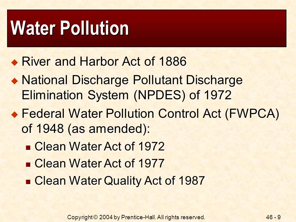 Water Pollution River and Harbor Act of 1886