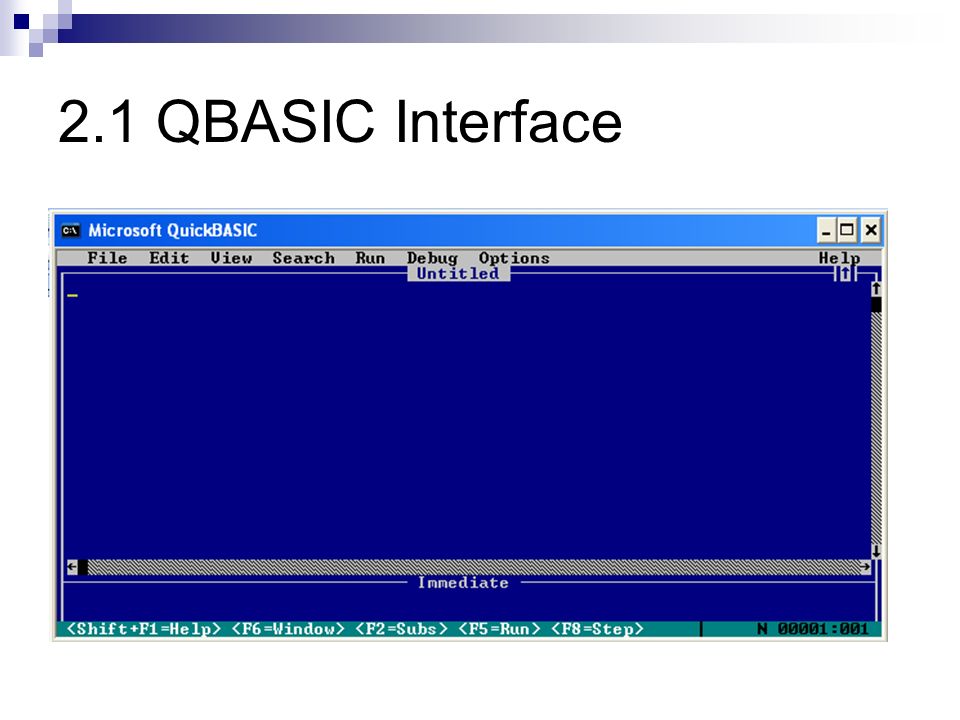 Напечатать на бейсик программу. Системы программирования quick Basic. QBASIC. Программы на QBASIC. Интерфейс QBASIC.