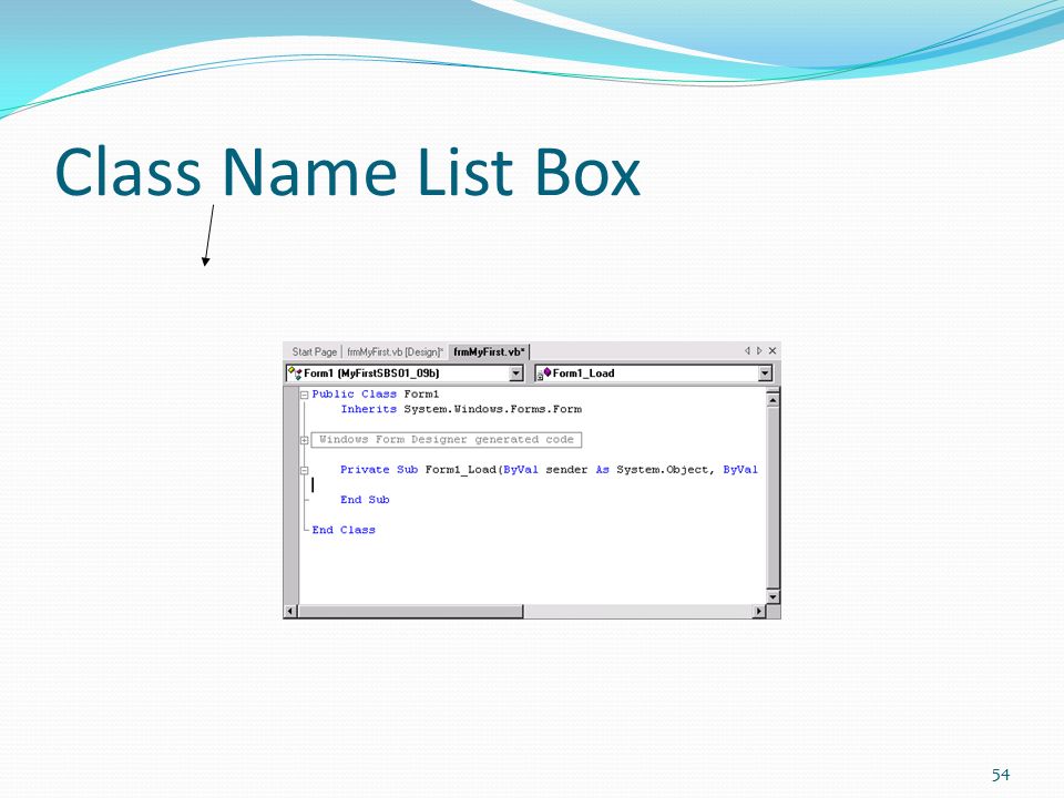 Class Name List Box Figure 1-12