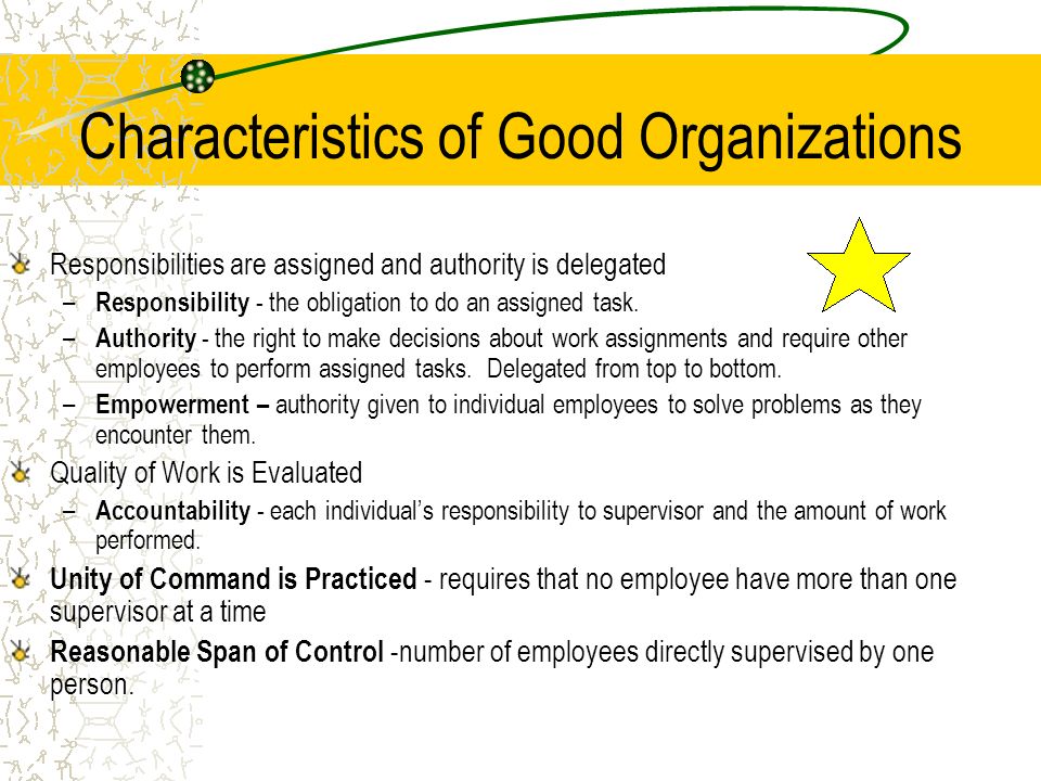 Characteristics of Good Organizations