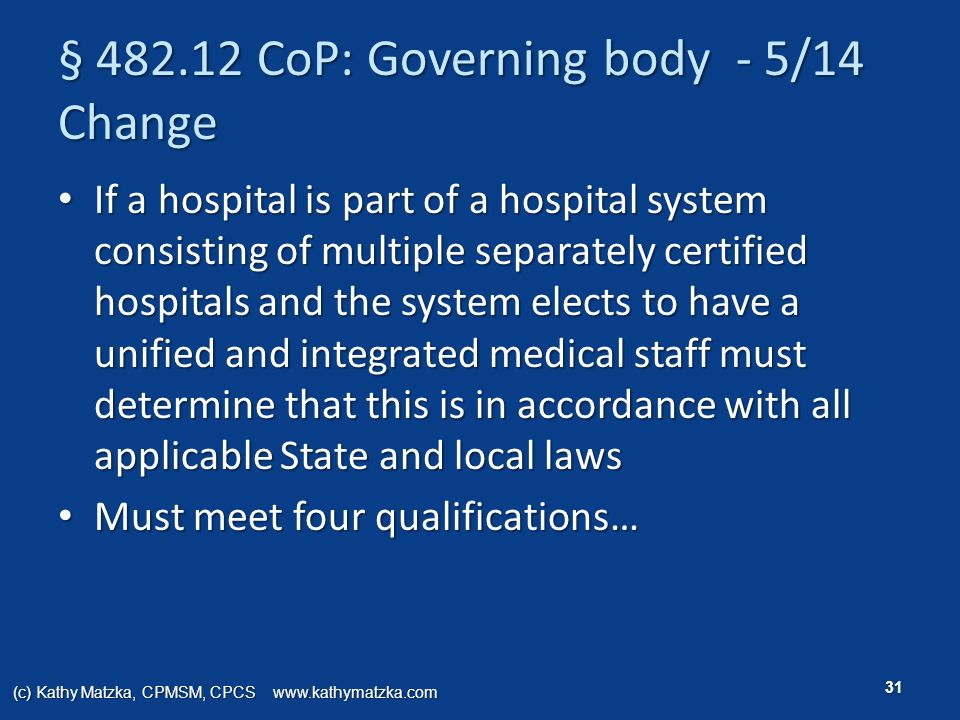 § CoP: Governing body - 5/14 Change