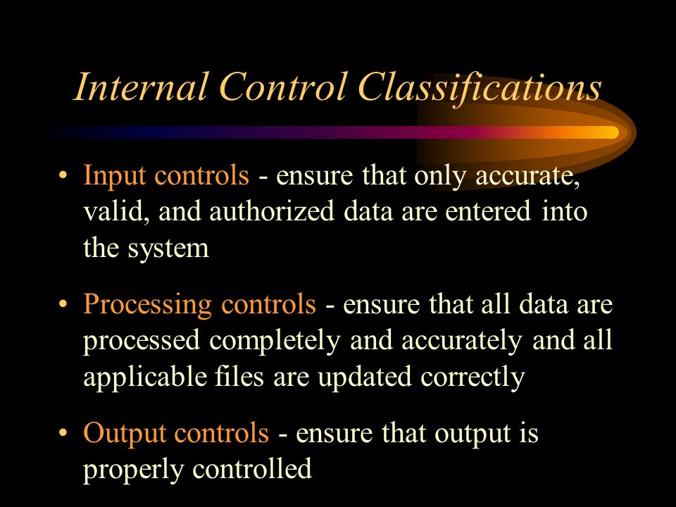 Internal Control Classifications