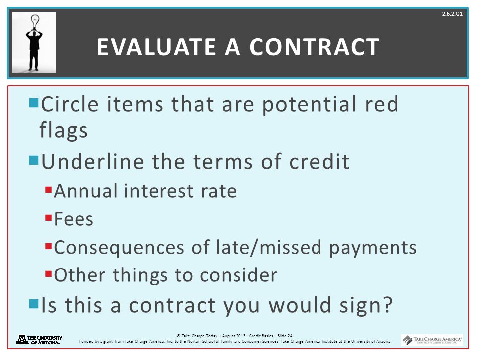 Evaluate a Contract Circle items that are potential red flags