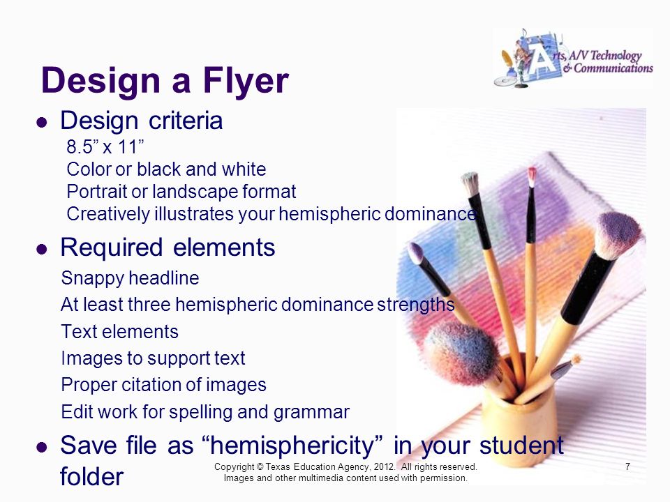 Design a Flyer Design criteria Required elements