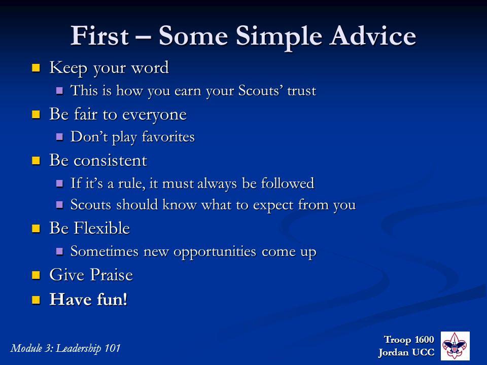 First – Some Simple Advice
