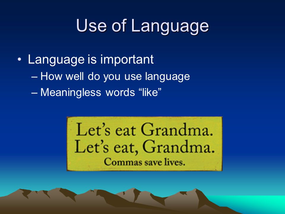 Use of Language Language is important How well do you use language