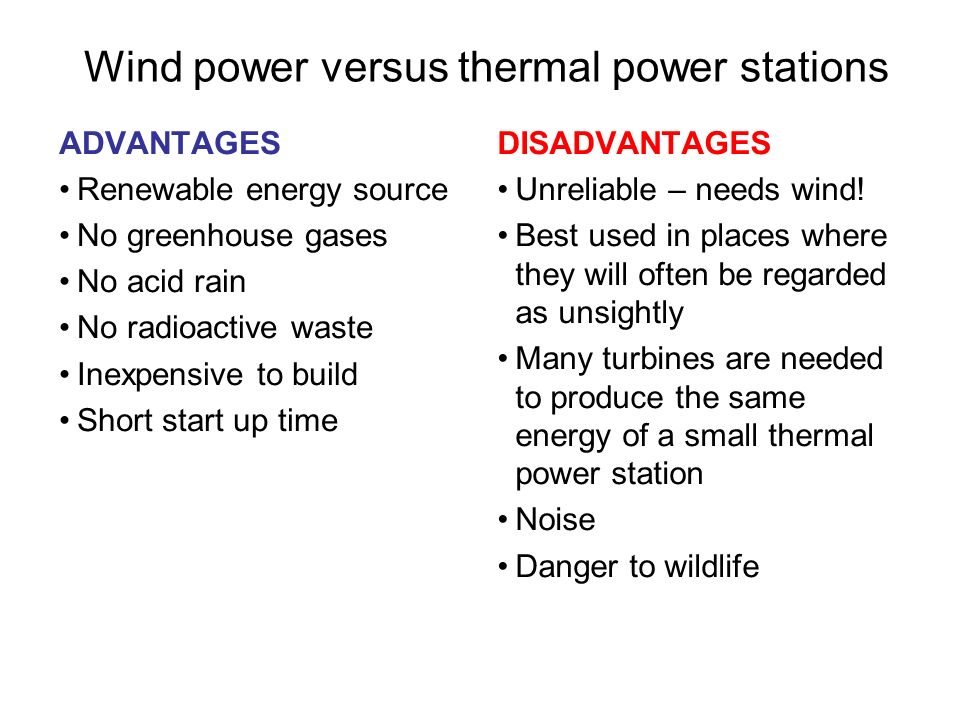 Wind power versus thermal power stations