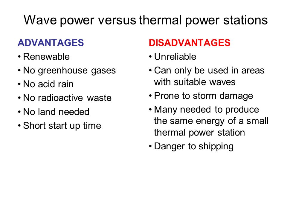 Wave power versus thermal power stations
