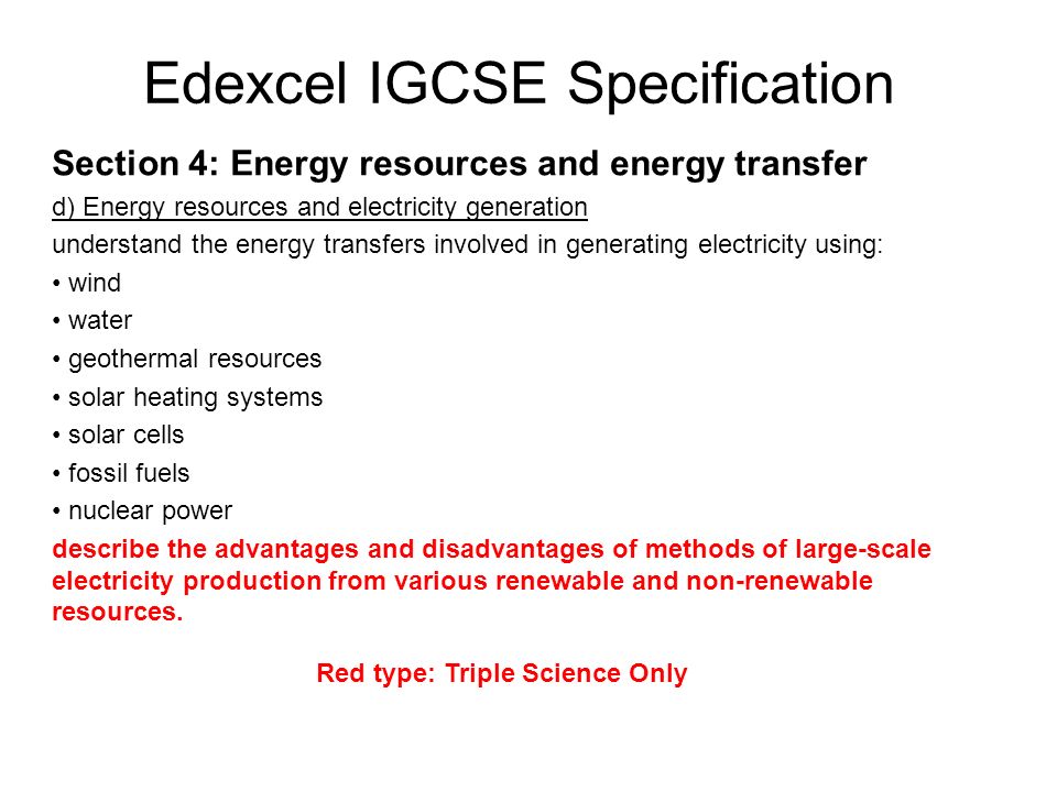 Edexcel IGCSE Specification