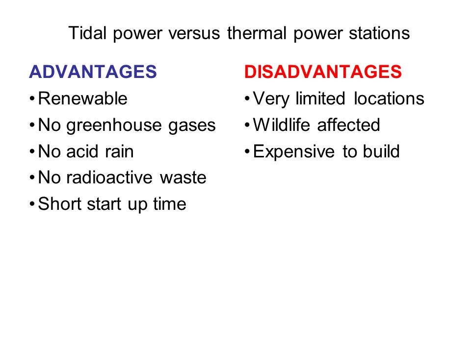 Tidal power versus thermal power stations