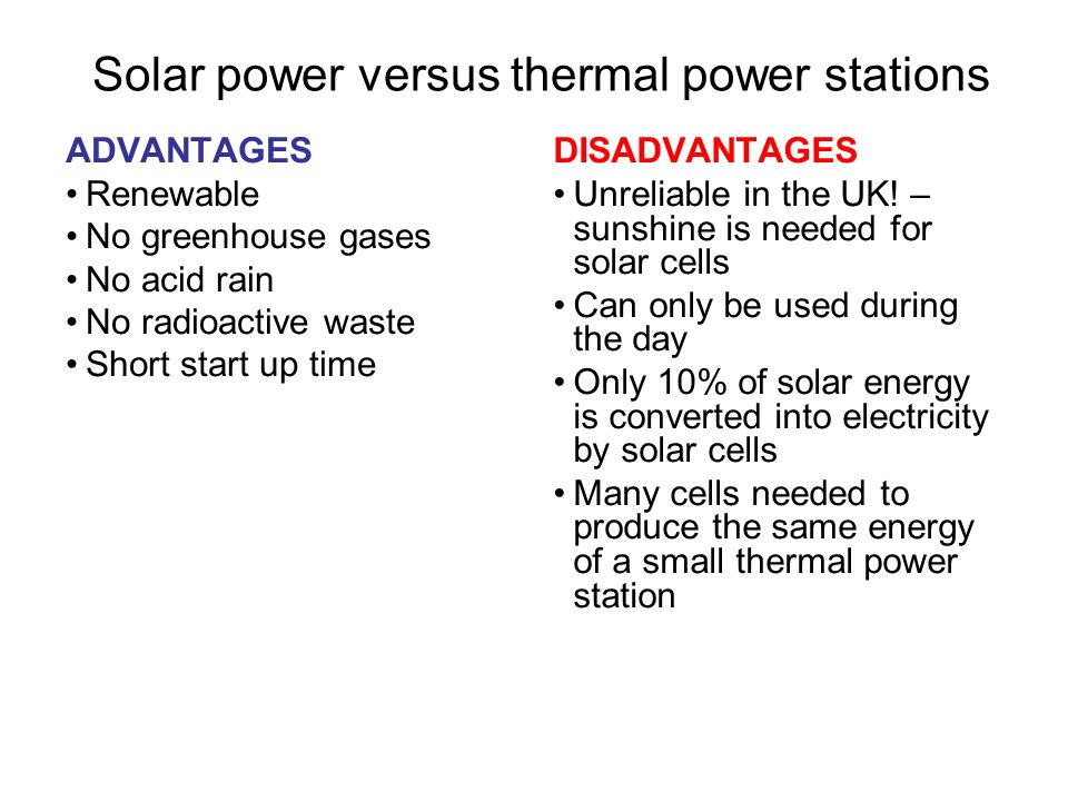 Solar power versus thermal power stations