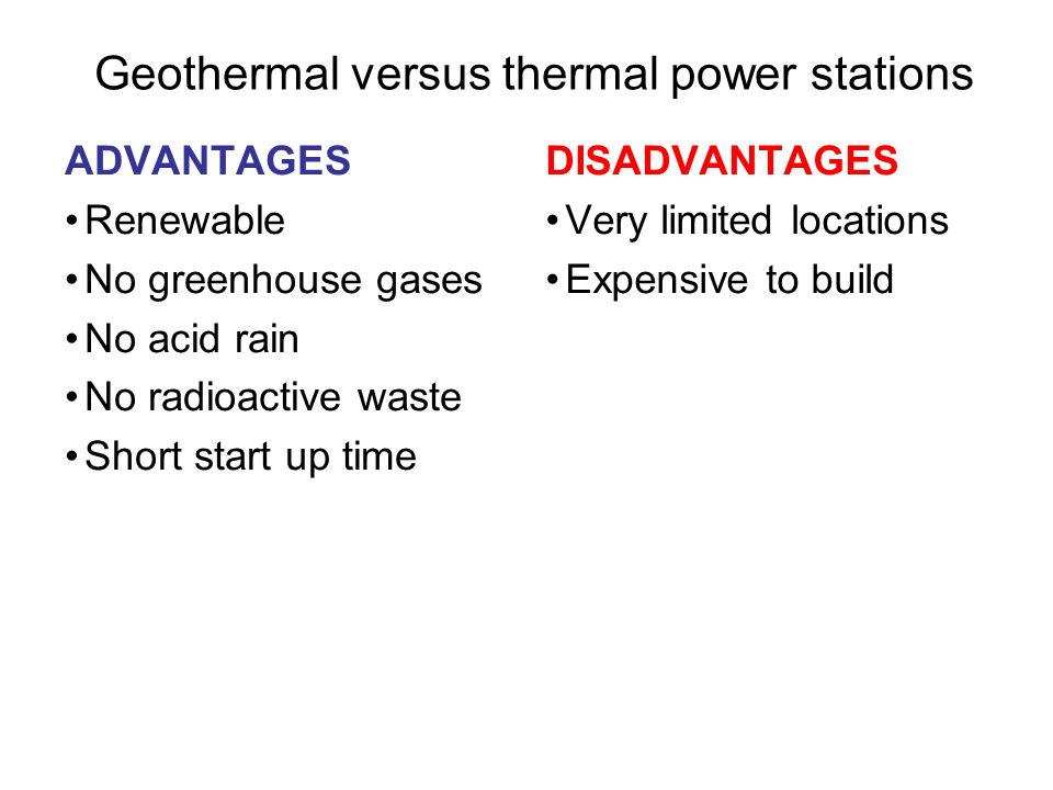 Geothermal versus thermal power stations