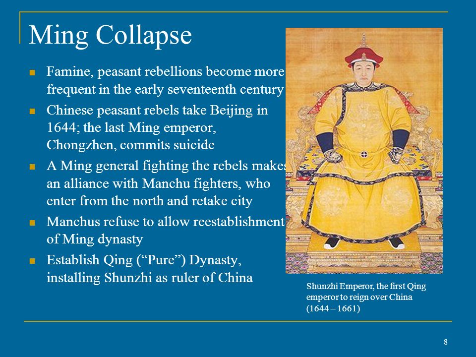 Ming Collapse Famine, peasant rebellions become more frequent in the early seventeenth century.