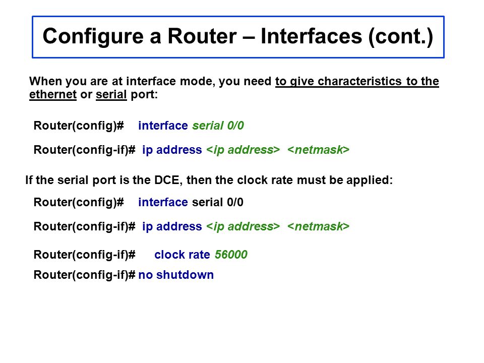 Cisco Router MODES Configuration Prompt Interface Router(config-if)# - ppt  video online download