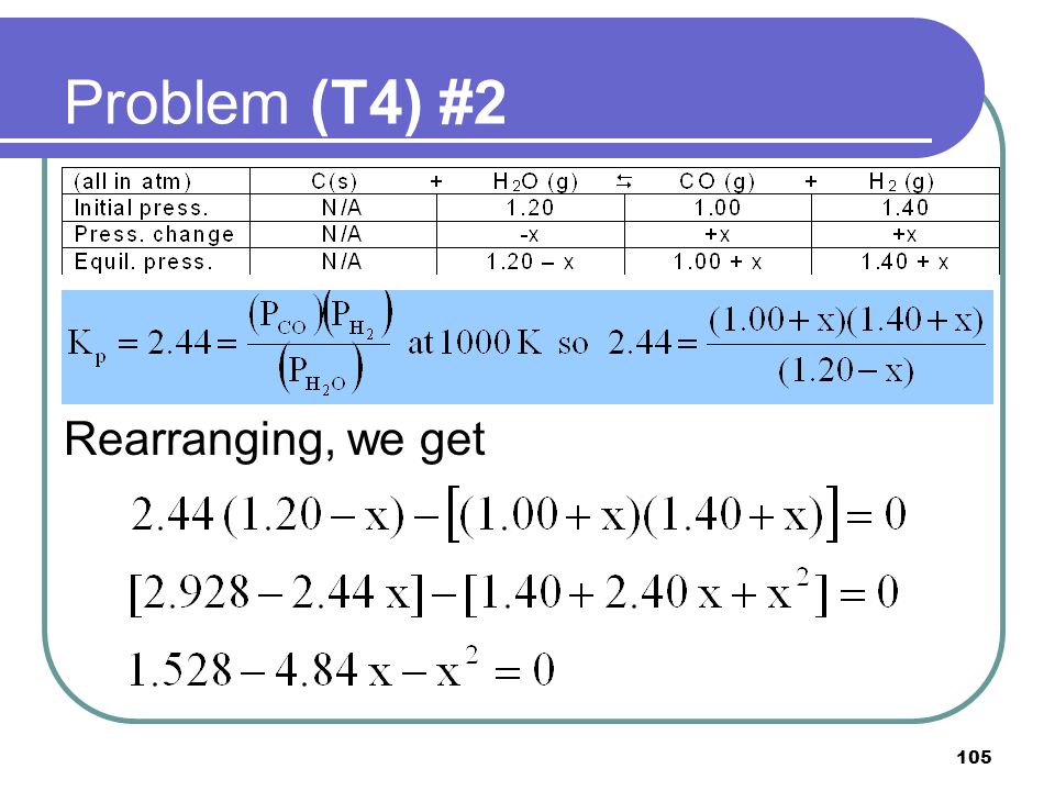 Problem (T4) #2 Rearranging, we get