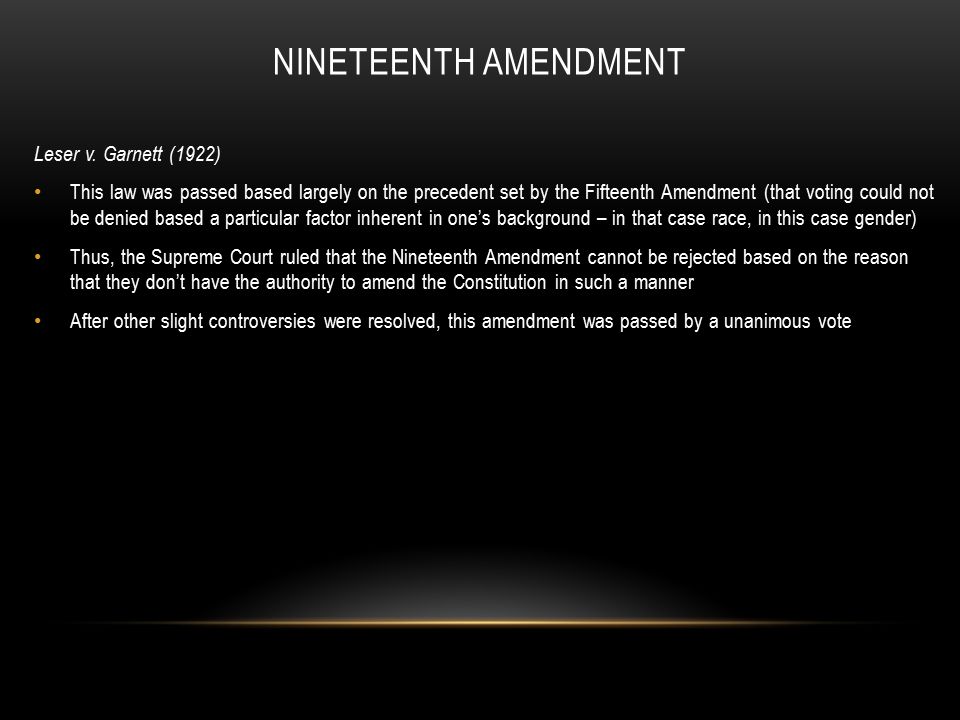 🎉 Supreme court cases involving the 19th amendment The Twelfth