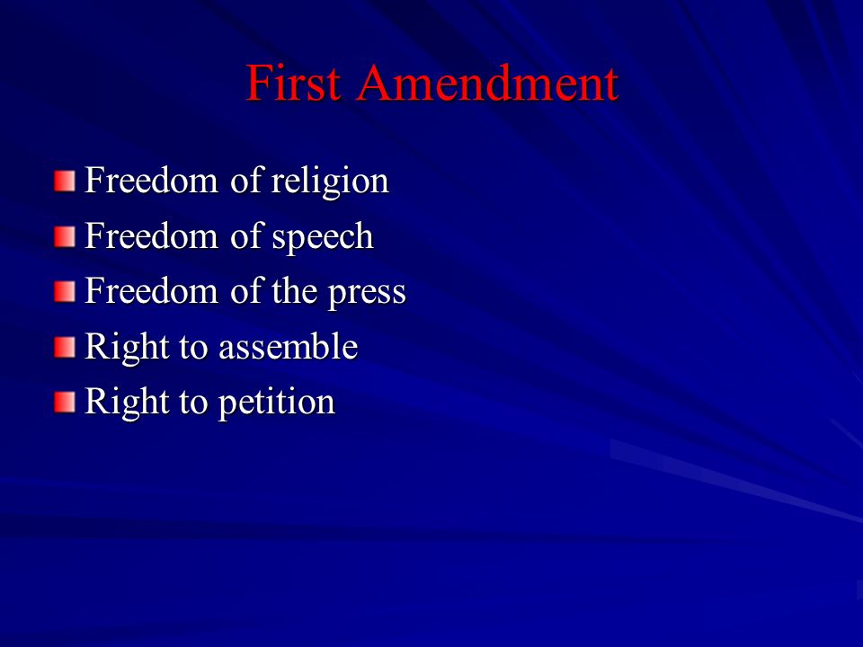 First Amendment Freedom of religion Freedom of speech