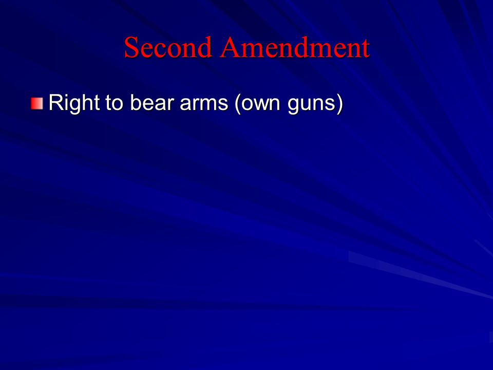 Second Amendment Right to bear arms (own guns)