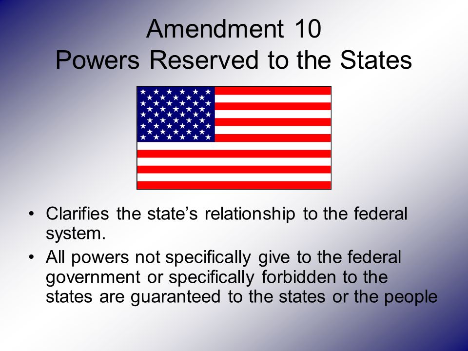 Amendment 10 Powers Reserved to the States