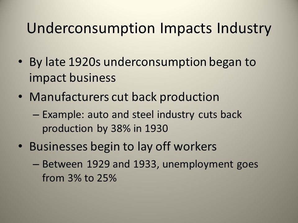 Underconsumption Impacts Industry