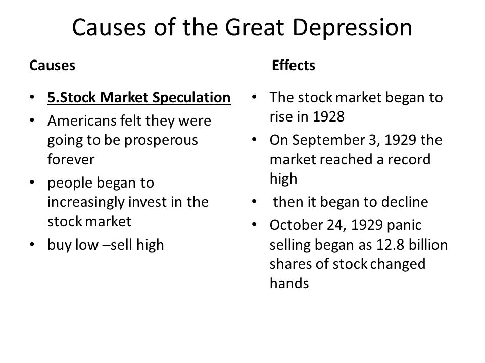 causes and effects of the great depression of 1929