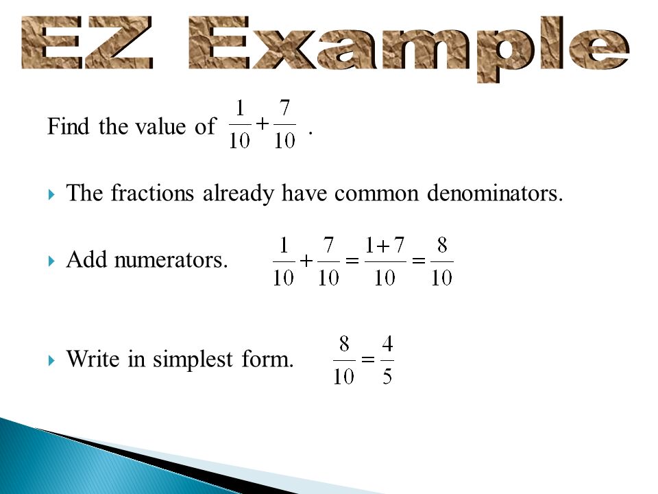 EZ Example Find the value of .