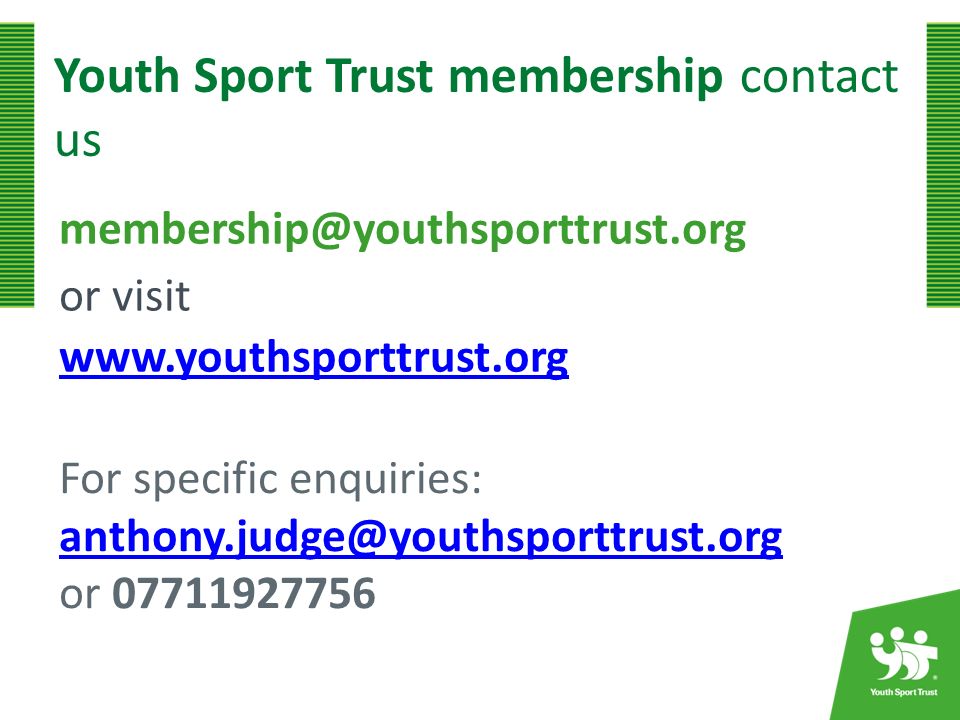 Youth Sport Trust membership contact us