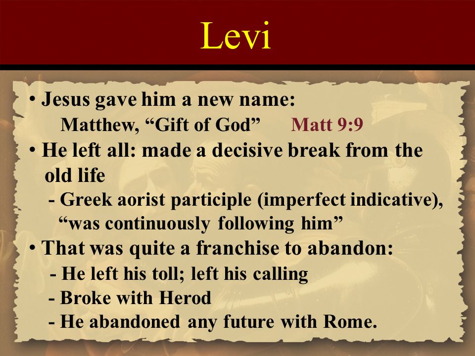 Matthew Chapter 9 Found in a slightly different order than Luke and Mark.  Some scholars believe that Matthew assembled them in this particular order  for. - ppt download