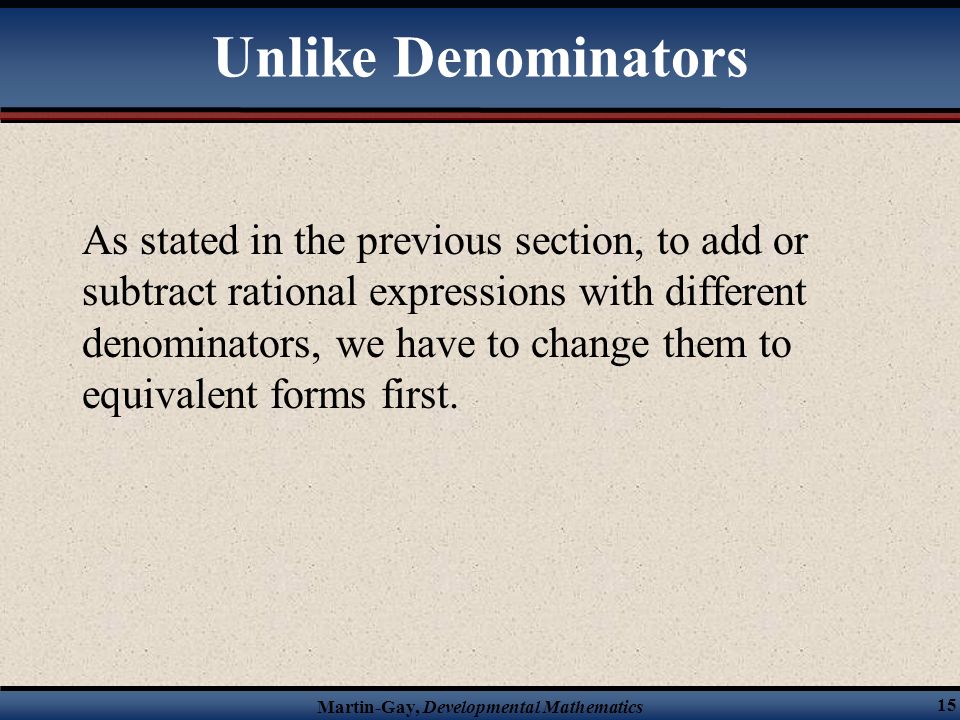 Unlike Denominators