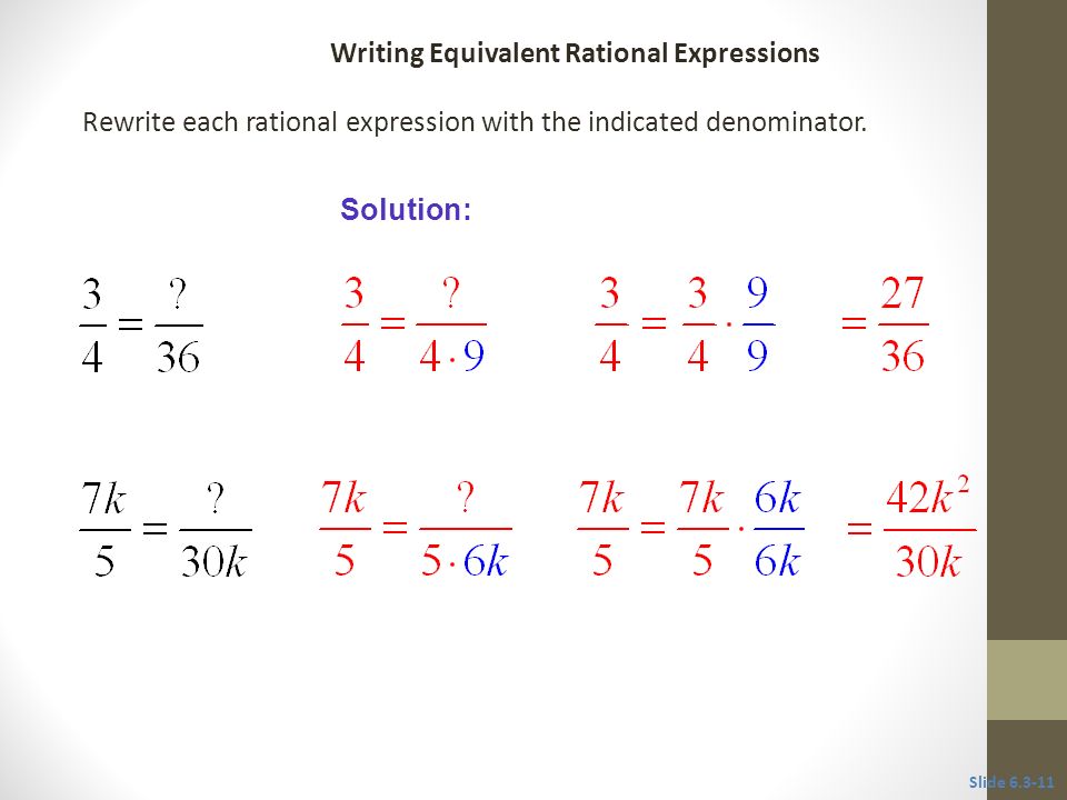 Writing Equivalent Rational Expressions