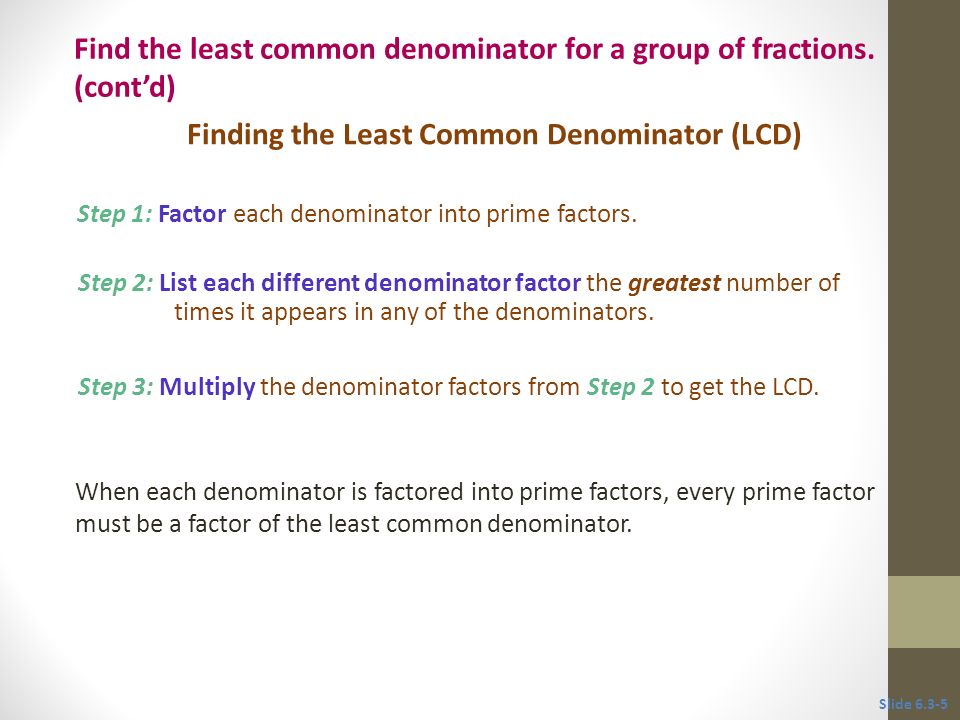 Finding the Least Common Denominator (LCD)