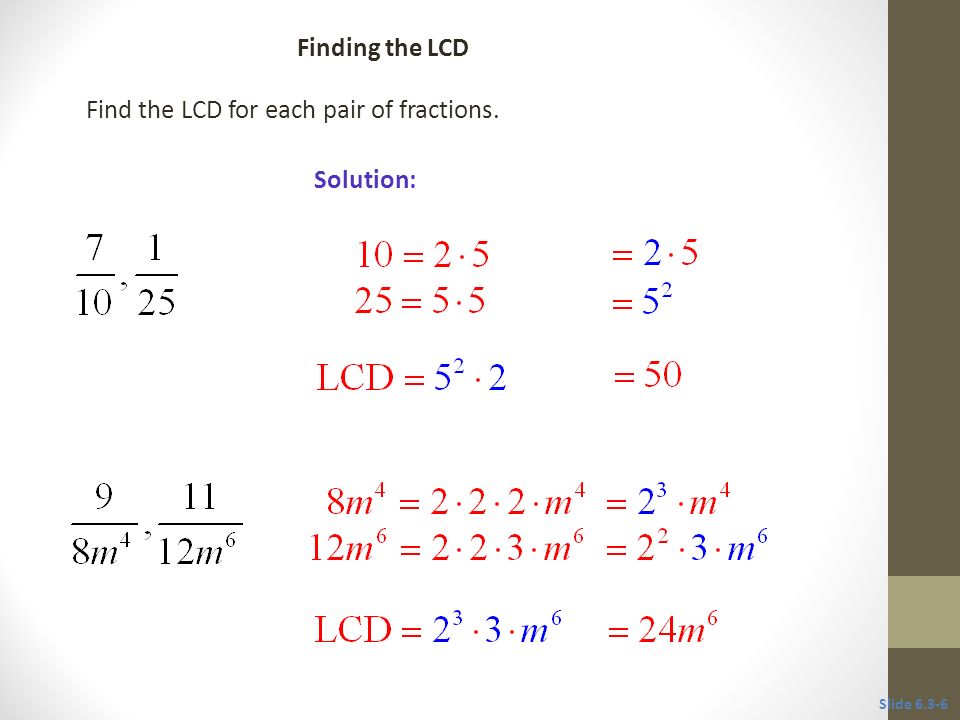 Find the LCD for each pair of fractions.