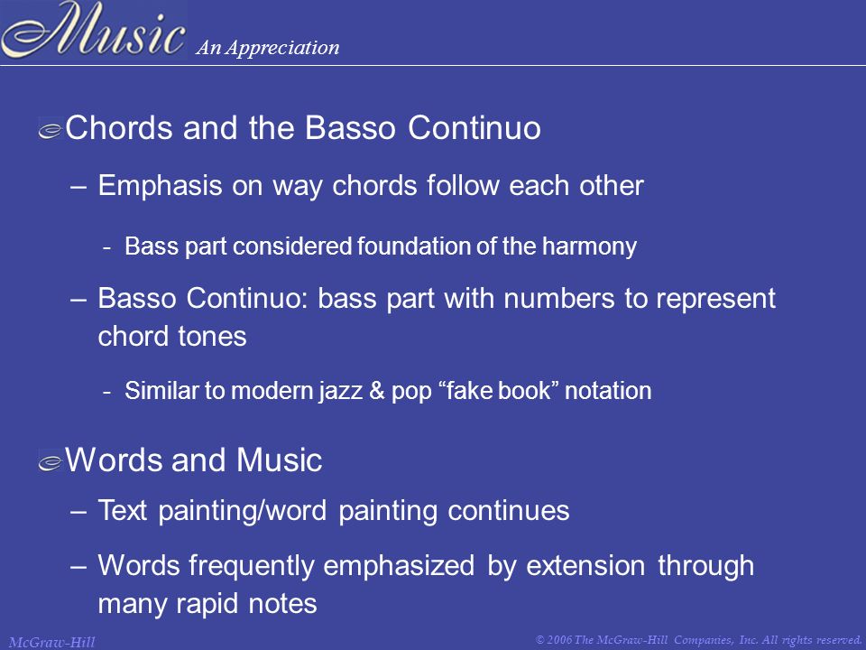 Chords and the Basso Continuo