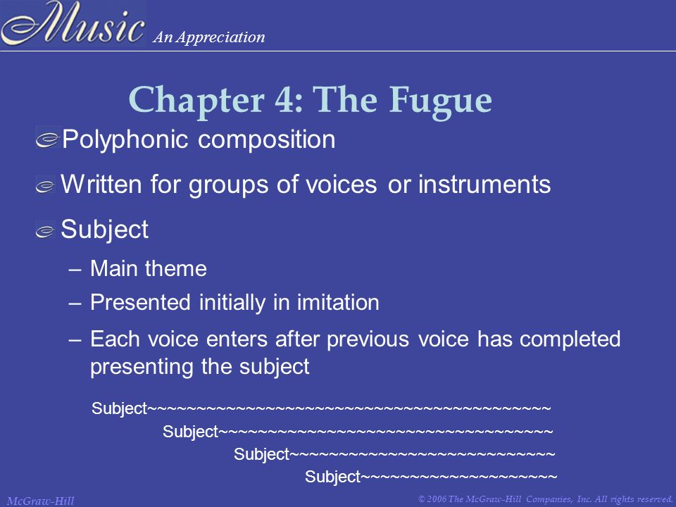 Chapter 4: The Fugue Polyphonic composition