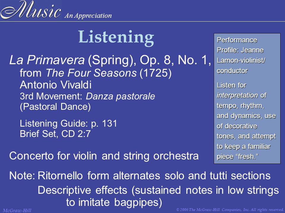 Listening La Primavera (Spring), Op. 8, No. 1,