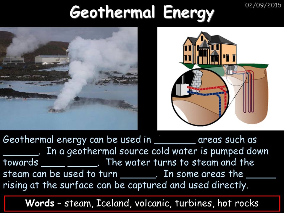 Words – steam, Iceland, volcanic, turbines, hot rocks