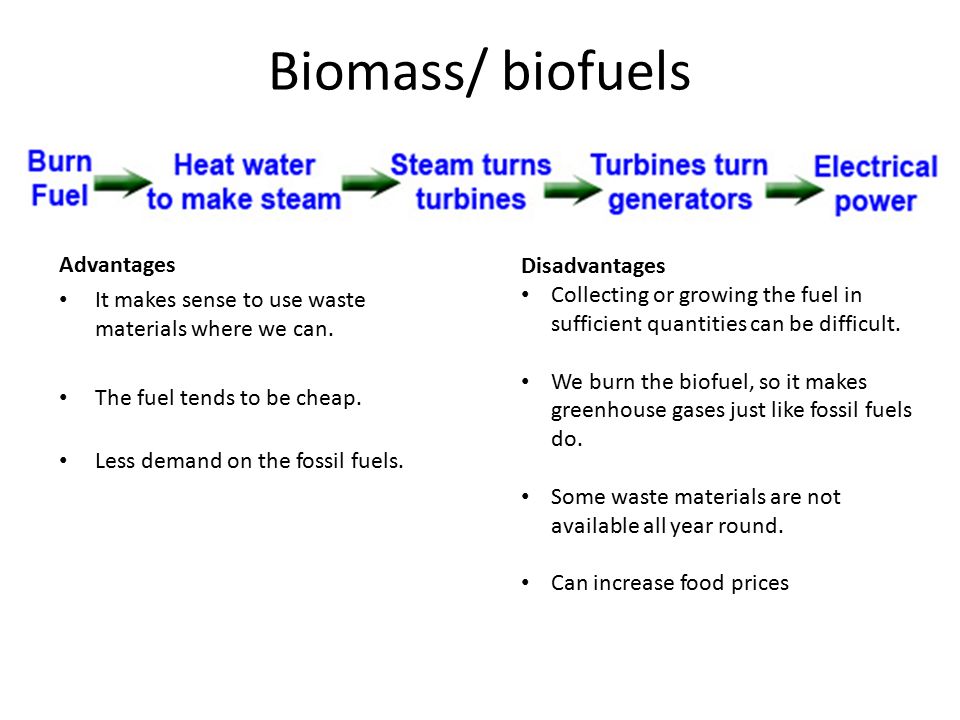 Biomass/ biofuels Advantages Disadvantages