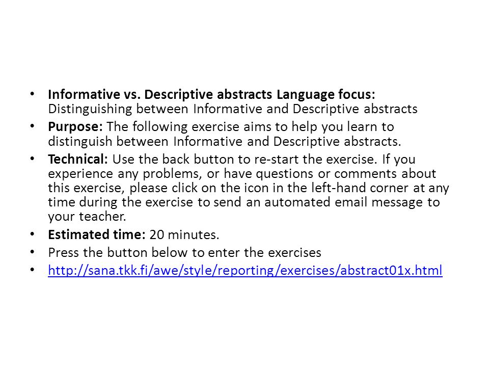 Informative And Descriptive Abstracts Ppt Video Online Download