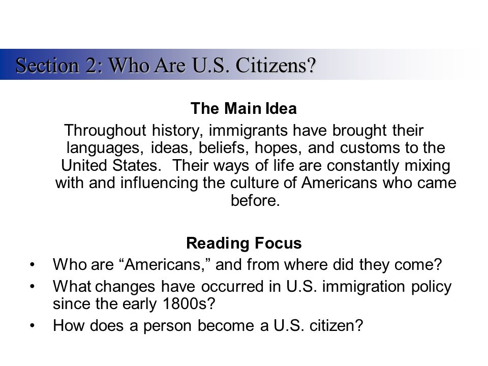 Section 2: Who Are U.S. Citizens