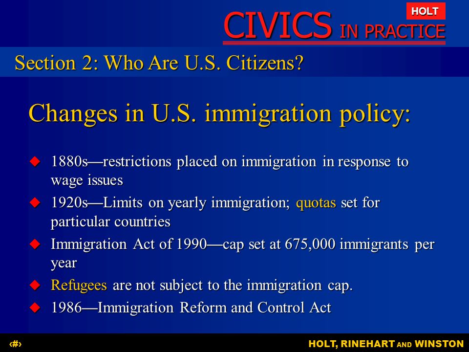 Changes in U.S. immigration policy: