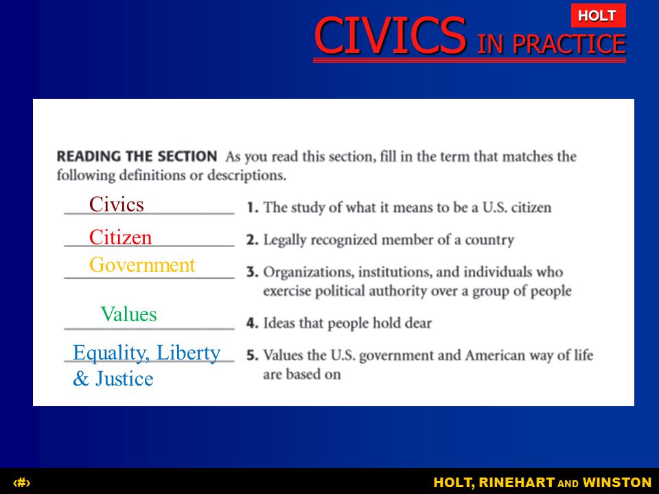 Civics Citizen Government Values Equality, Liberty & Justice